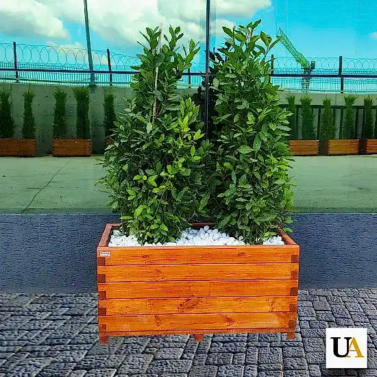 Emprenyeli Kahverengi Dış Mekan Büyük Ahşap Saksı I UygunAhşap