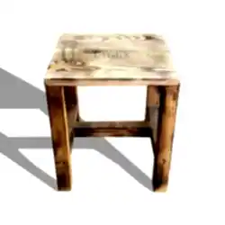 Yanık Ahşap Tabure