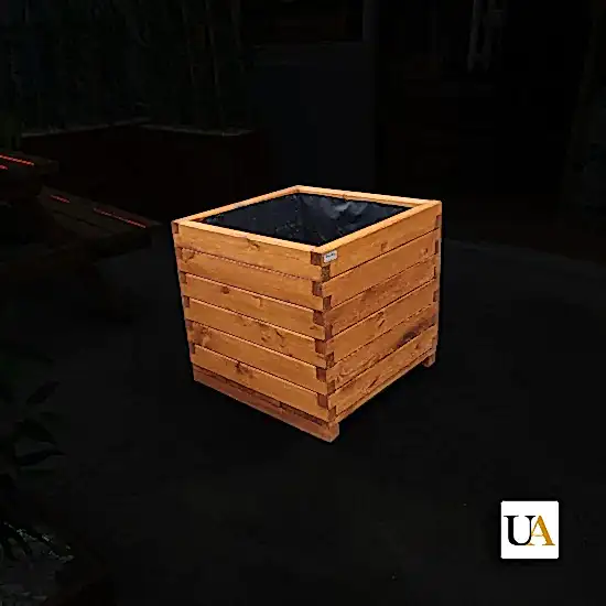 Emprenyeli Kahverengi Dış Mekan Büyük Ahşap Saksı I UygunAhşap